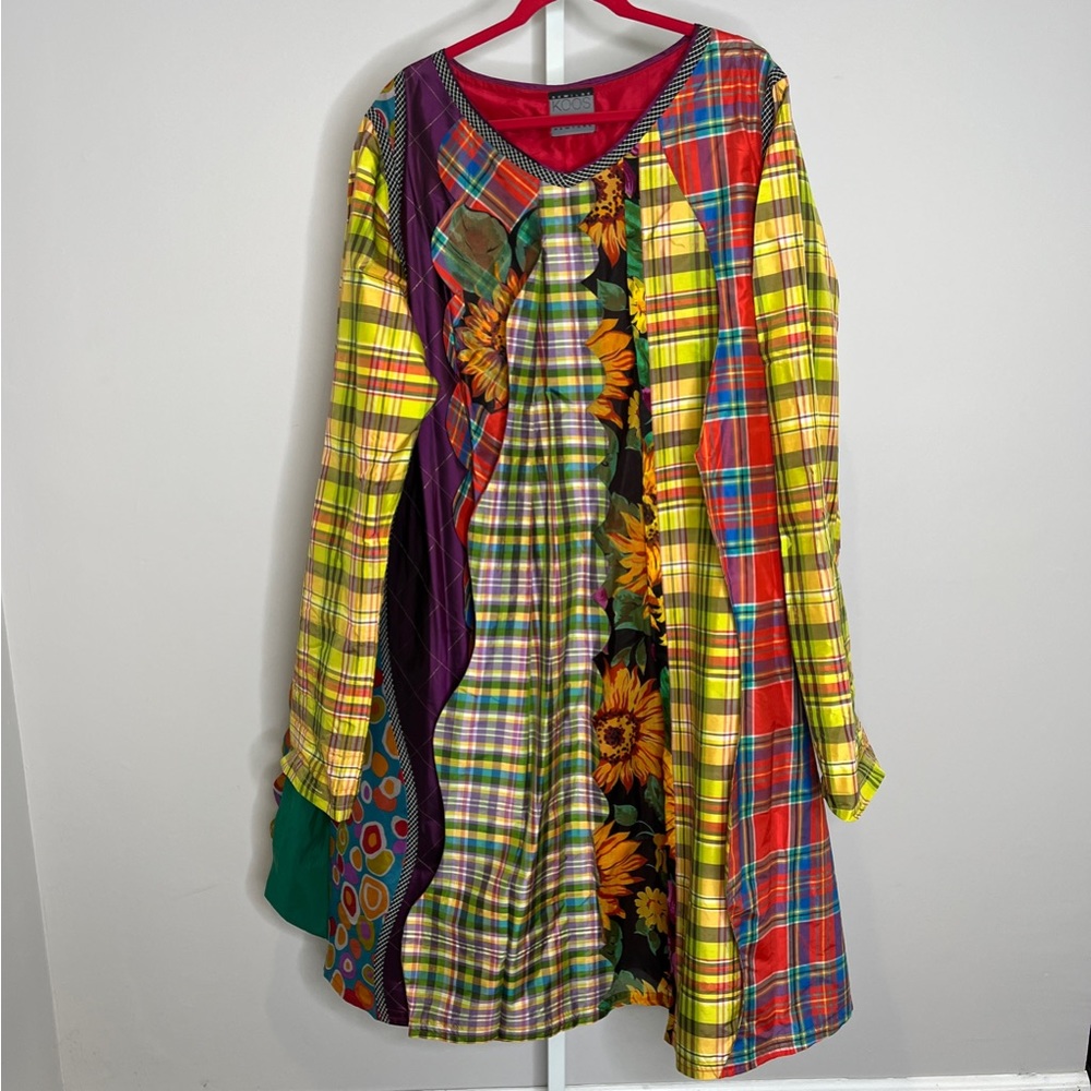 Dewilde Koos NY LIKE ART clothes collectors rare multicolor plaid/floral dress